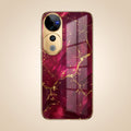 Vivo V40 Pro 5G Luxury Crimson Gold Marble Electroplated Glass Case