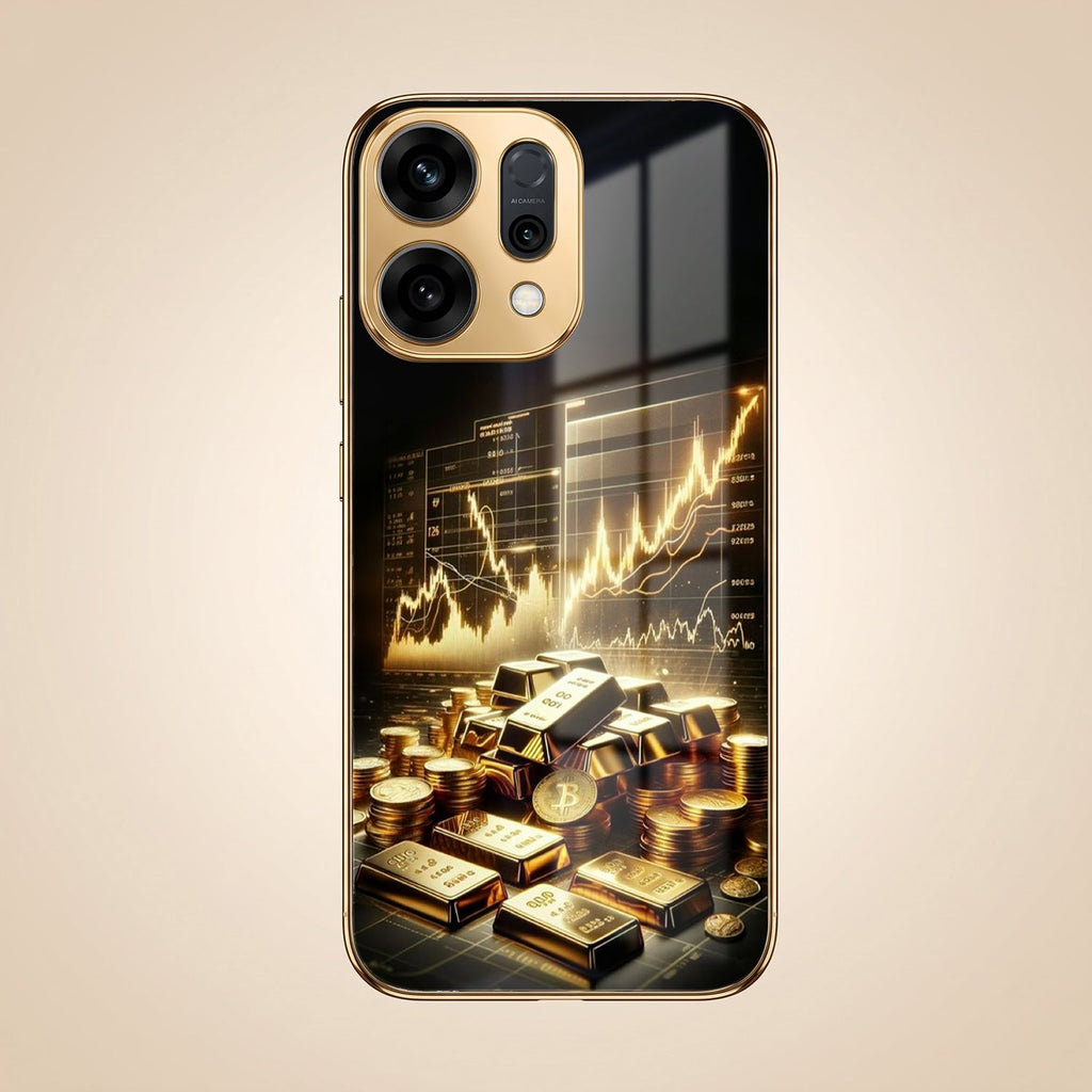 Oppo Reno 14 5G Luxury Wealth Trader Gold Electroplated Glass Case