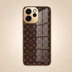 Oppo Reno 15 Mini 5G Luxury Monogram Brown Electroplated Gold Glass Case