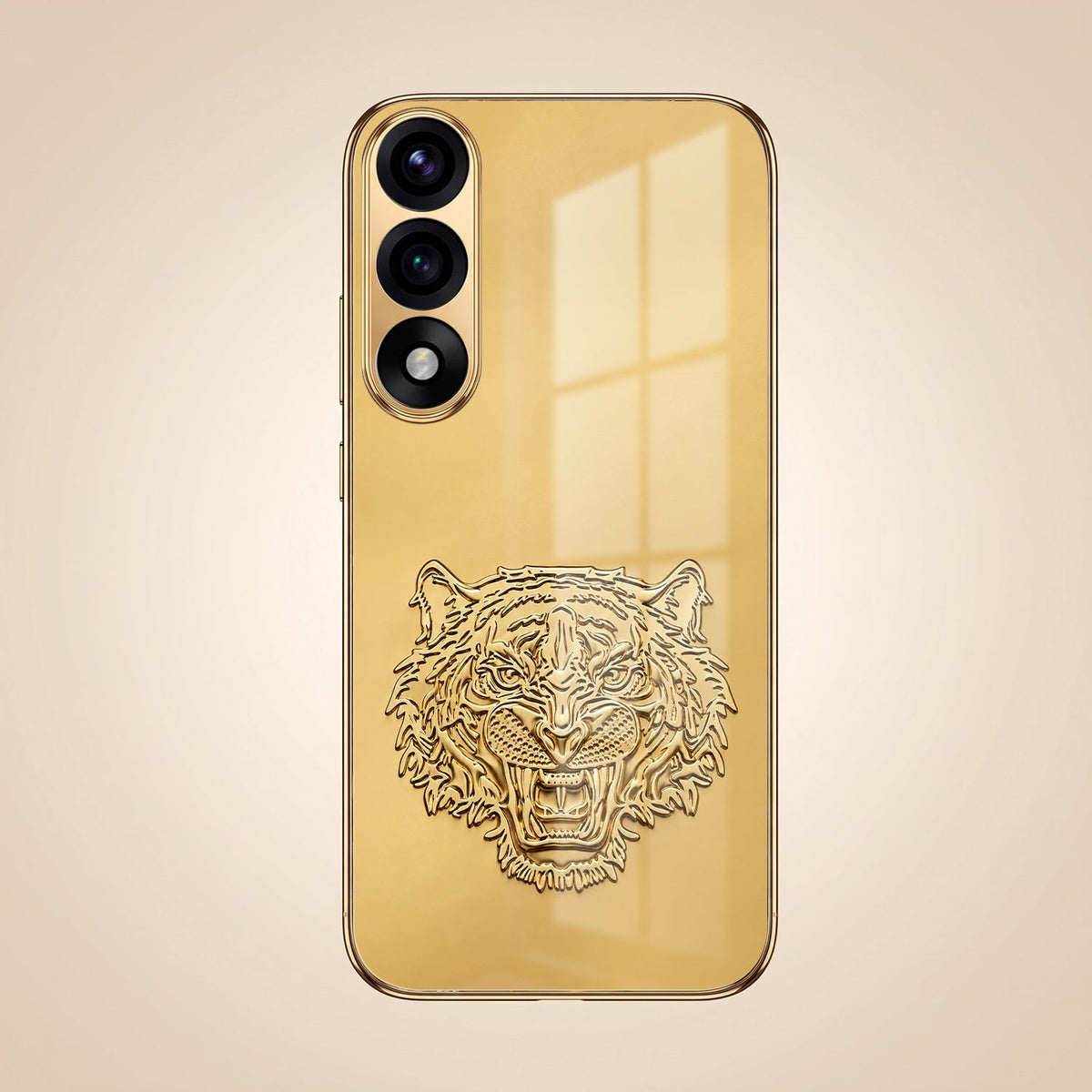 Oneplus Nord 5 5G Golden Tiger Face Gold Electroplated Glass Phone Back Case