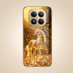 Redmi Note 15 Pro+ 5G Golden Horse Sparkle Gold Electroplated Glass Phone Back Case
