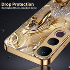 Vivo Y400 Pro 5G Luxury Horse Texture Gold Electroplated Glass Phone Back Case