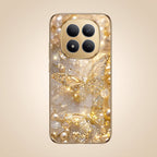 Redmi Note 15 Pro+ 5G Golden Butterfly Gold Electroplated Glass Phone Back Case