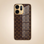Oppo Reno 14 5G Luxury Monogram Brown Electroplated Gold Glass Case