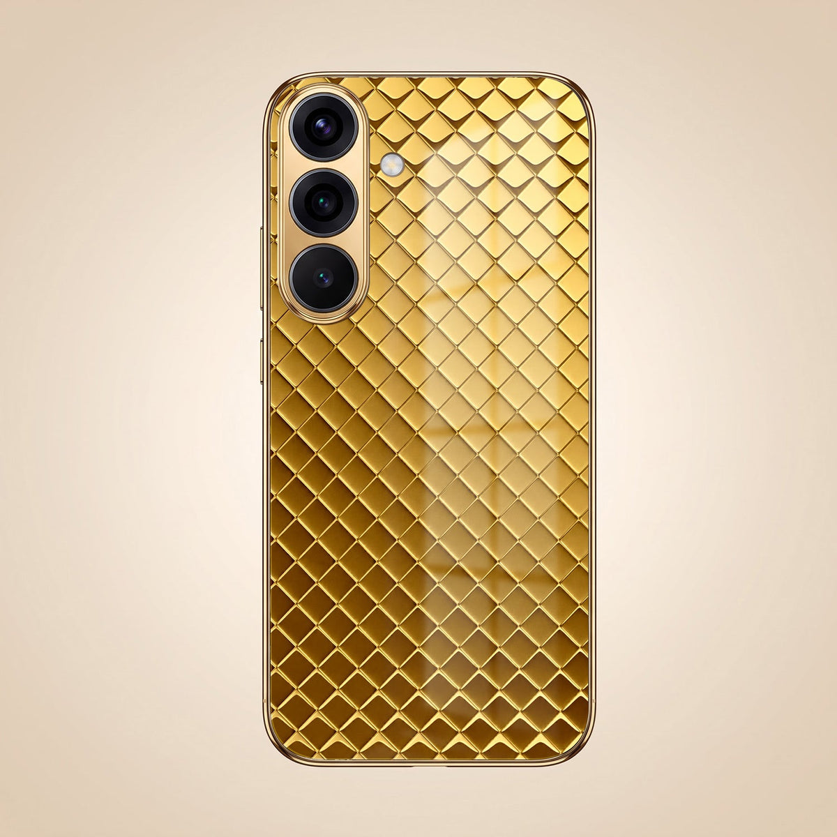 Samsung Galaxy A56 5G Golden Criss Cross Gold Electroplated Glass Phone Back Case