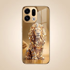 Oppo Find X9 5G Luxury Lion Gold Electroplated Glass Phone Back Case