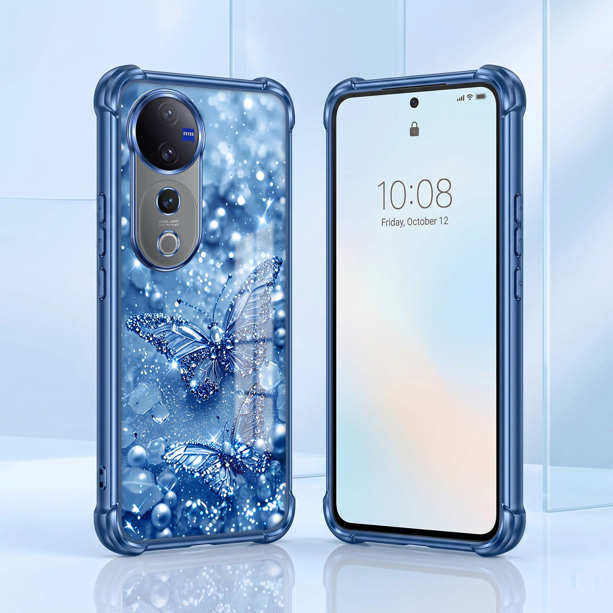 Vivo V40 Pro 5G Butterfly Blue Airbags Printed Back Case