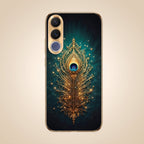 Vivo V70 FE 5G Golden Peacock Feather Gold Electroplated Glass Phone Back Case