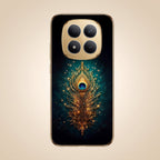 Redmi Note 15 Pro+ 5G Golden Peacock Feather Gold Electroplated Glass Phone Back Case