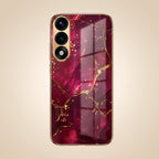 Oneplus Nord 5 5G Luxury Crimson Marble Gold Electroplated Glass Phone Back Case