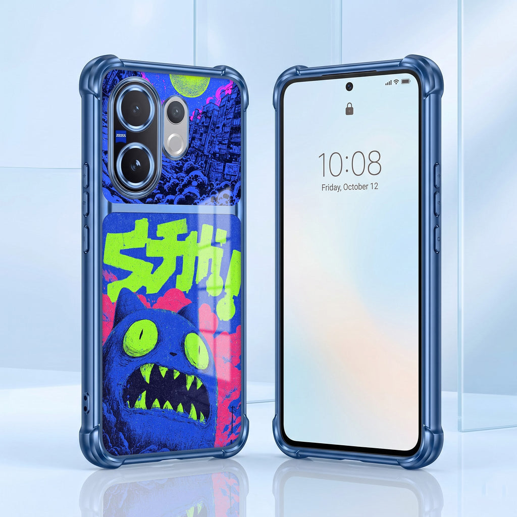 Vivo V60 5G Neon Monster Dual-Tone Transparent Blue Airbags Case