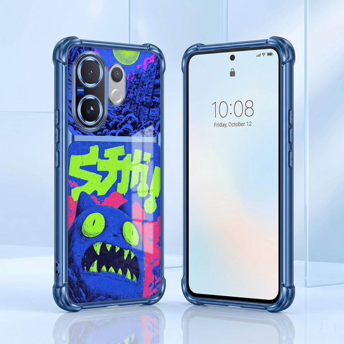 Vivo V60 5G Neon Monster Dual-Tone Transparent Blue Airbags Case