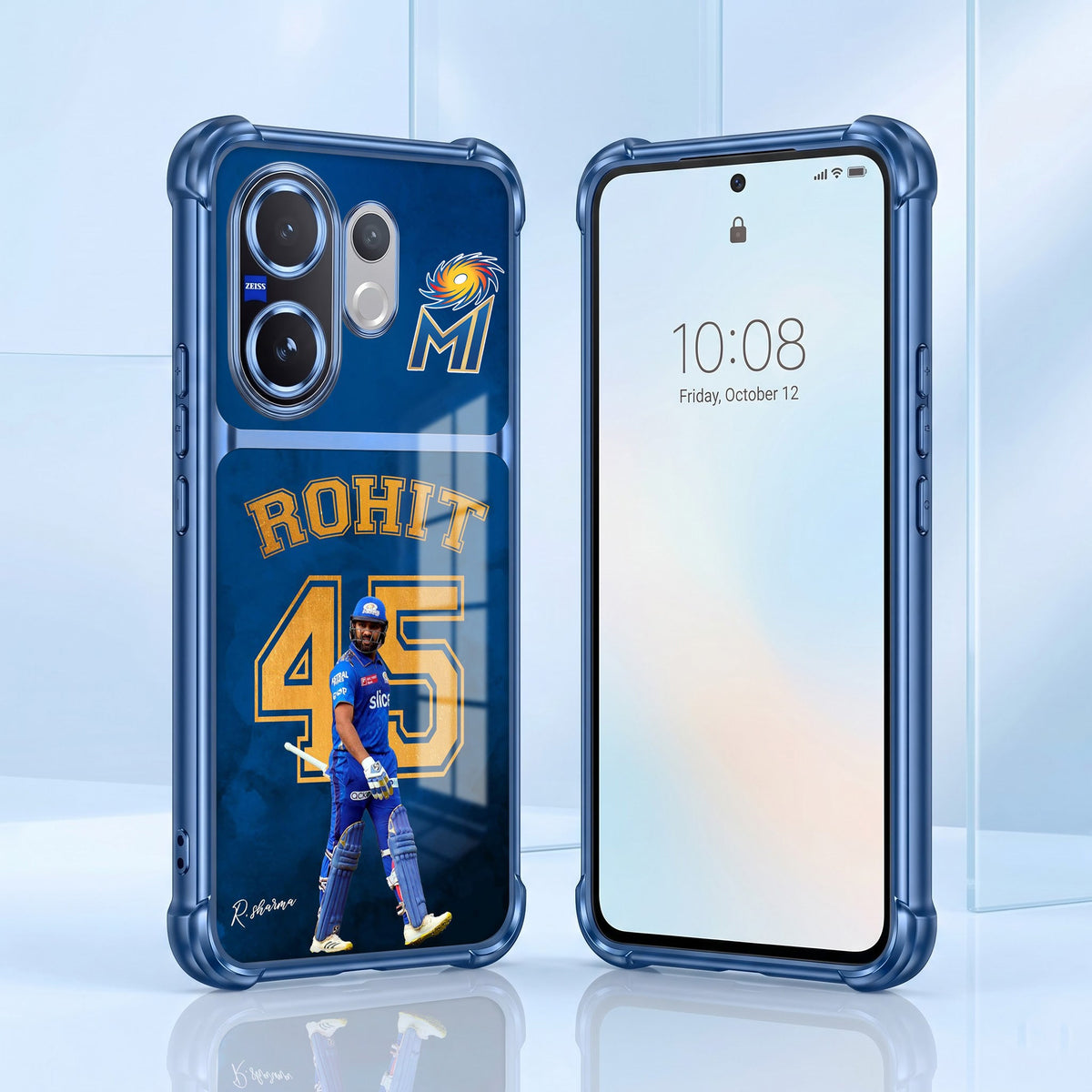 Vivo V60 5G Hitman Rohit Dual-Tone Transparent Blue Airbags Case