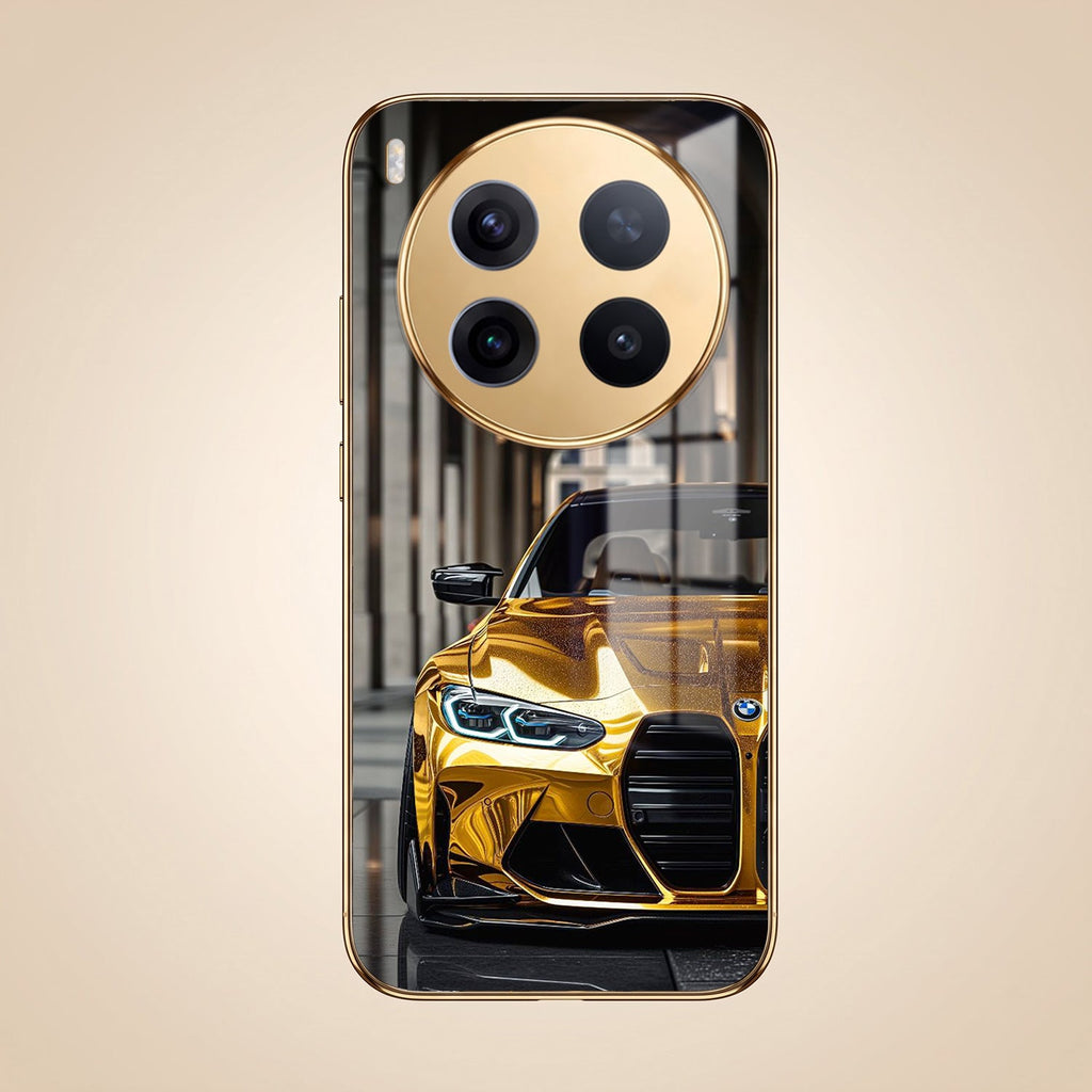 Vivo X300 Pro 5G Golden BMW Gold Electroplated Glass Phone Back Case