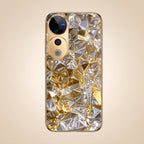 Vivo V40 Pro 5G White Diamond Shatter Gold Electroplated Glass Phone Back Case