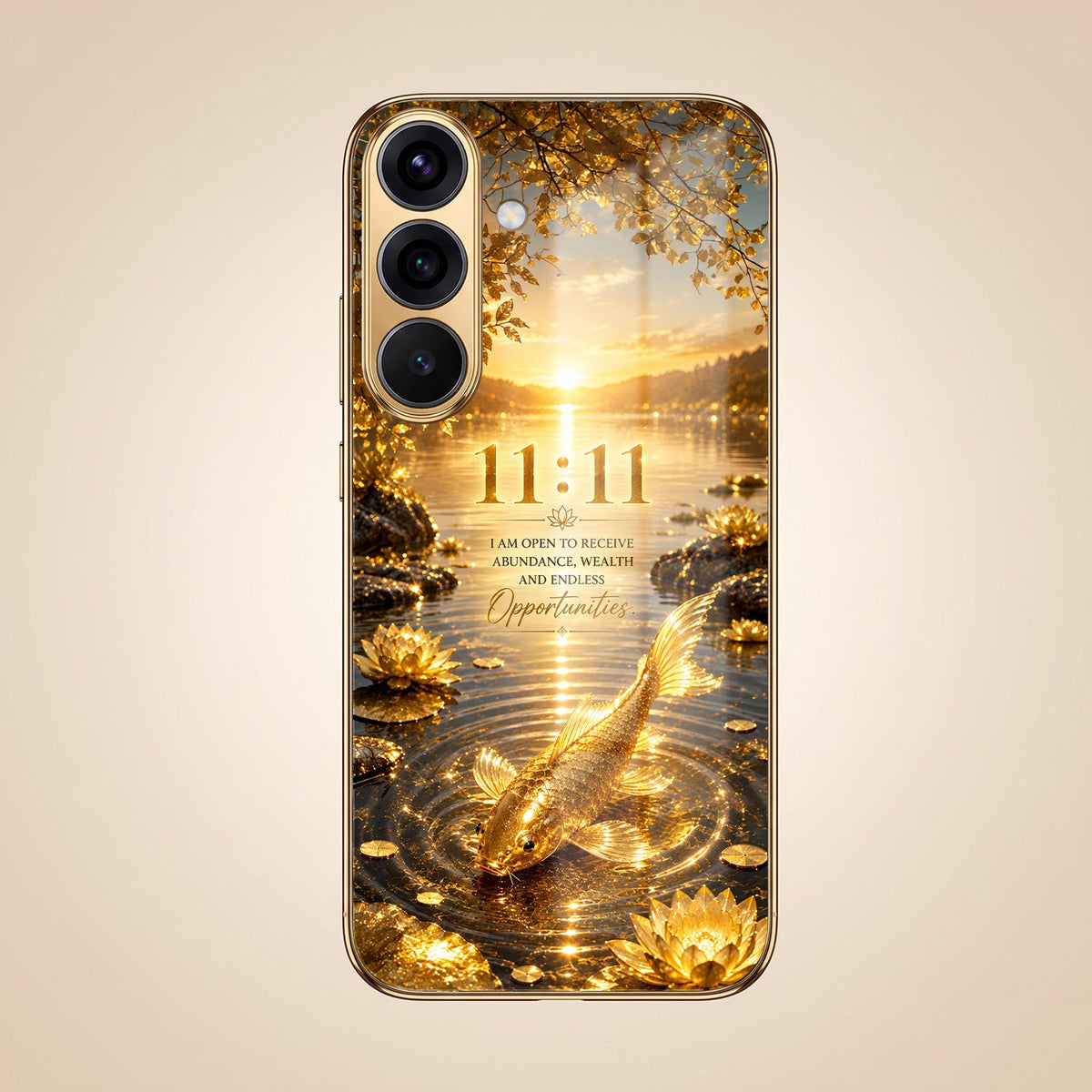 Samsung Galaxy A36 5G 11:11 Manifestation Gold Electroplated Glass Phone Back Case