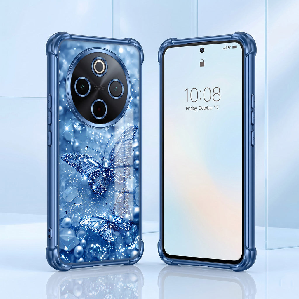 Vivo T4 5G Butterfly Blue Airbags Printed Back Case