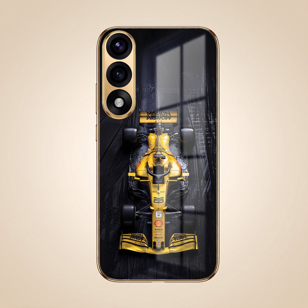 Oneplus Nord 5 5G F1 Racing Car Gold Electroplated Glass Phone Back Case