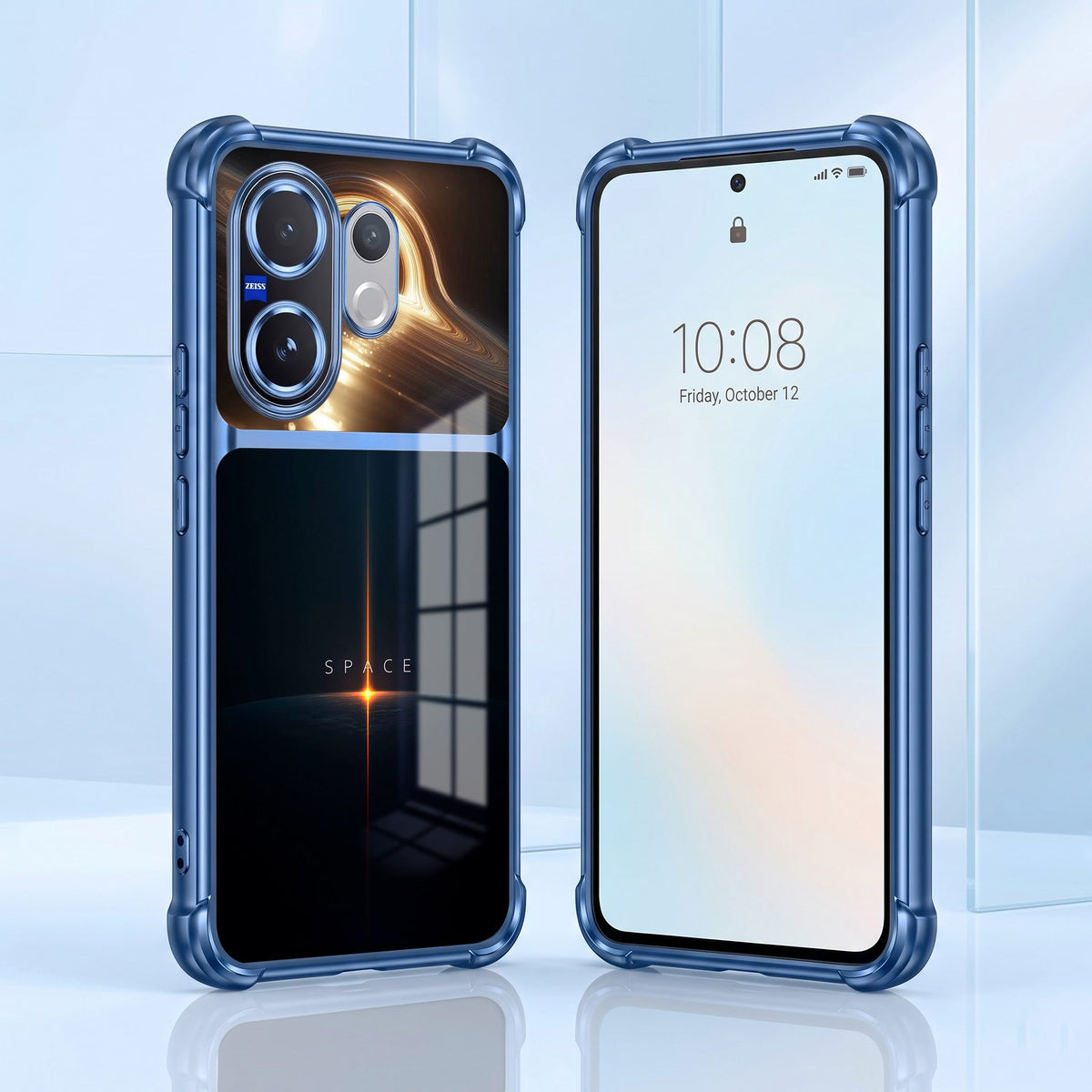 Vivo V60 5G Space Dual-Tone Transparent Blue Airbags Case