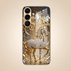 Samsung Galaxy A36 5G Luxury Horse Texture Gold Electroplated Glass Phone Back Case
