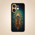 Vivo V60e 5G Golden Peacock Feather Gold Electroplated Glass Phone Back Case