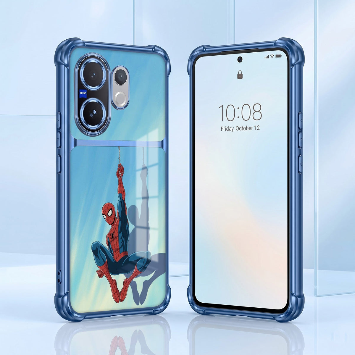 Vivo V60 5G Spiderman Dual-Tone Transparent Blue Airbags Case