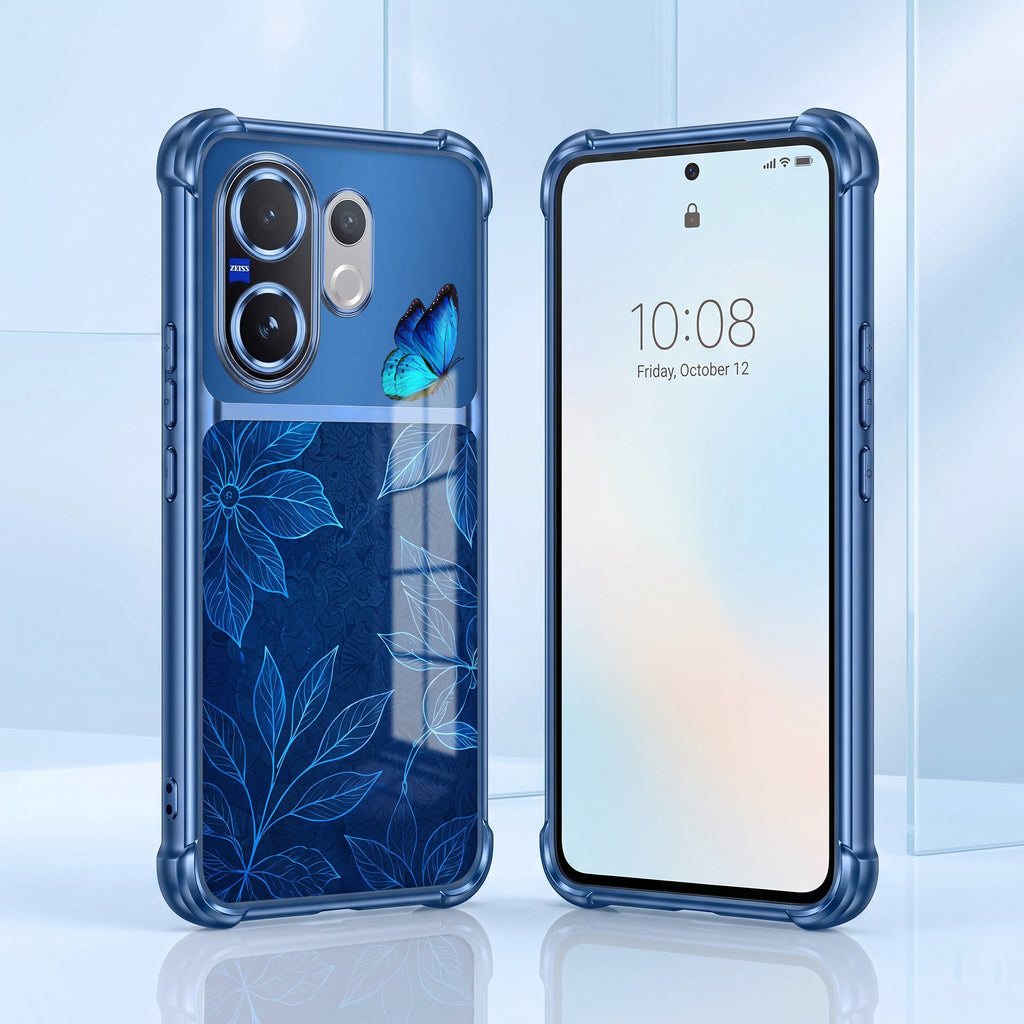 Vivo V60 5G Azure Butterfly Dual-Tone Transparent Blue Airbags Case