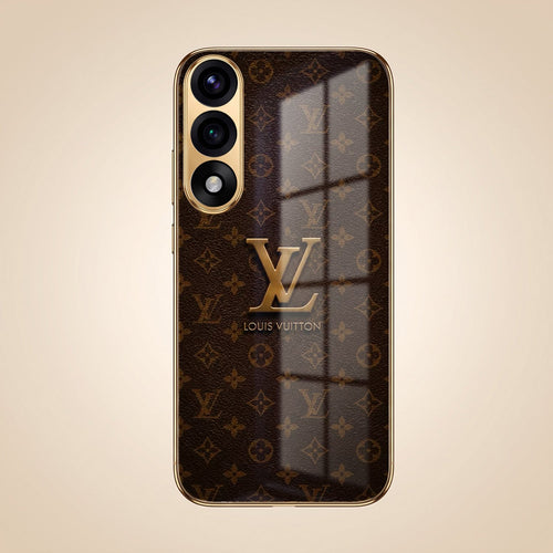 Oneplus Nord 5 5G LV Brown Monogram Gold Electroplated Glass Phone Back Case