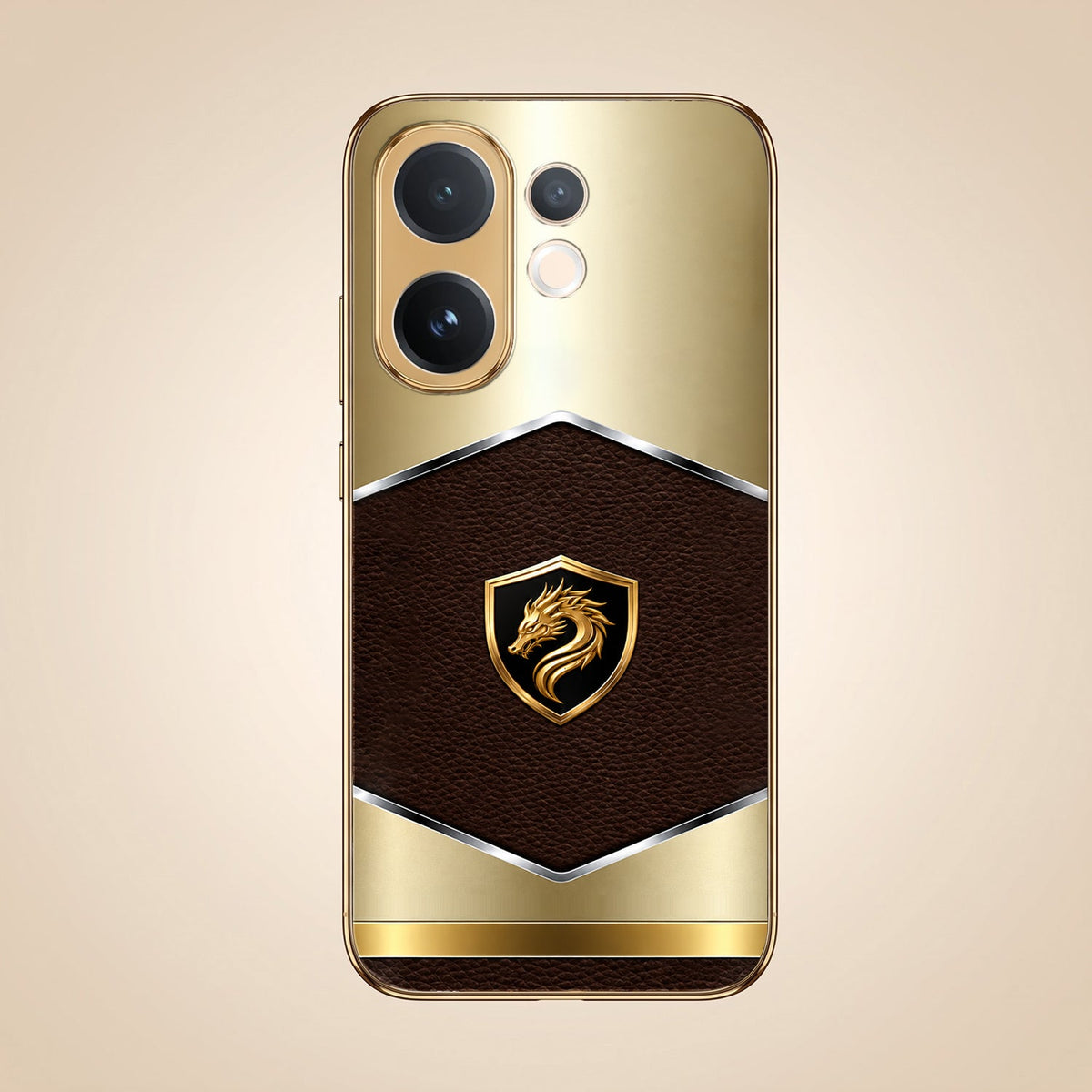 Vivo V60e 5G Dragon Crest Gold Electroplated Glass Phone Back Case