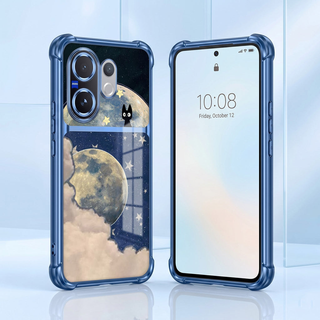 Vivo V60 5G Moonlight Galaxy Dual-Tone Transparent Blue Airbags Case