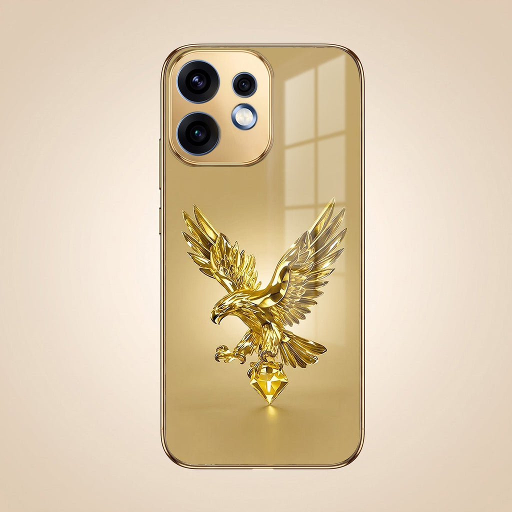 Oppo Reno 16 5G Golden Eagle Gold Electroplated Glass Phone Back Case