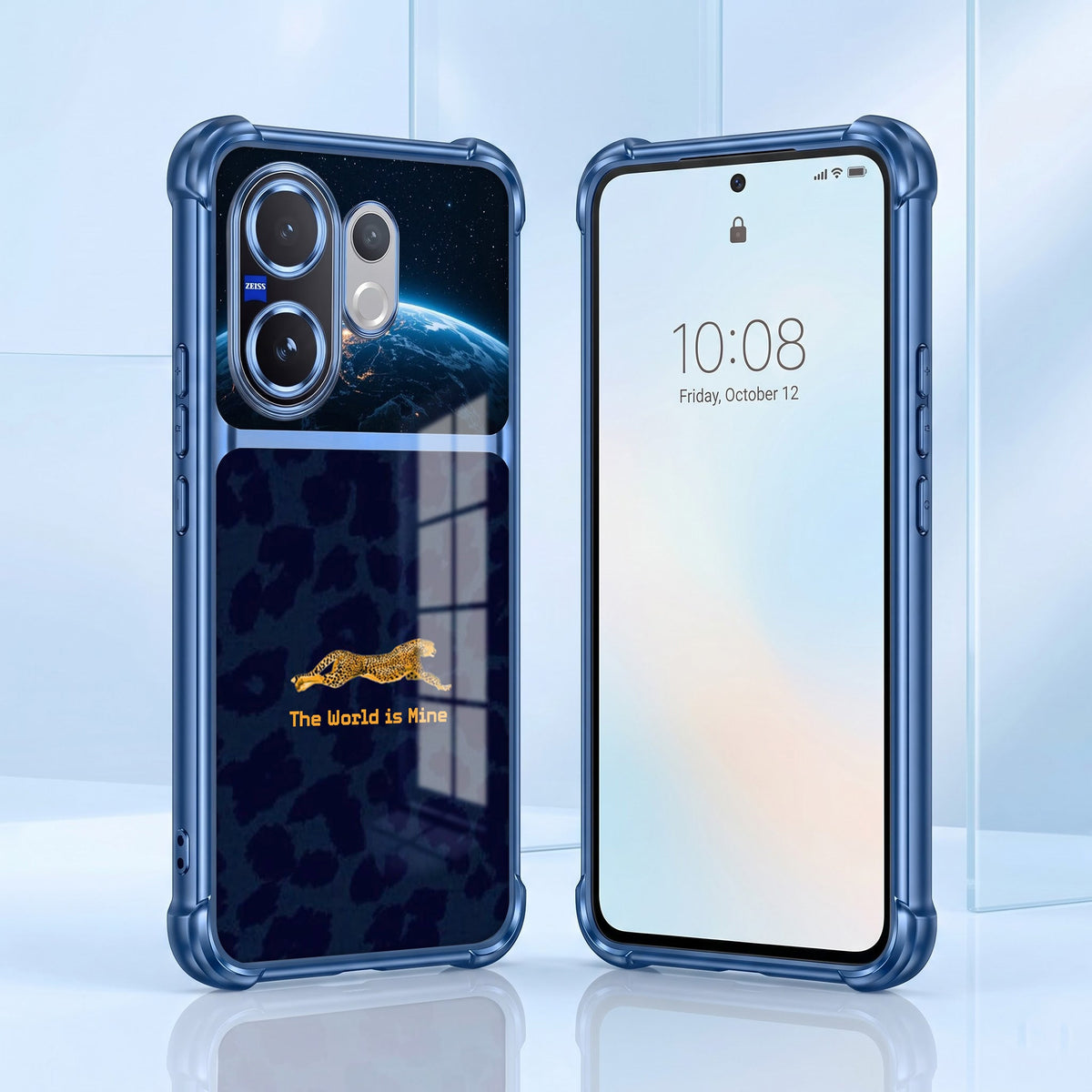 Vivo V60 5G World Is Mine Dual-Tone Transparent Blue Airbags Case