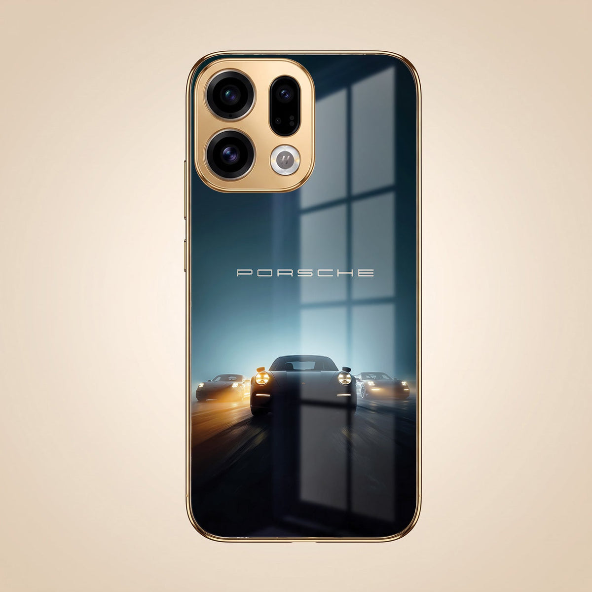 Oppo Find X9 5G Porsche Luxury Gold Electroplated Glass Phone Back Case
