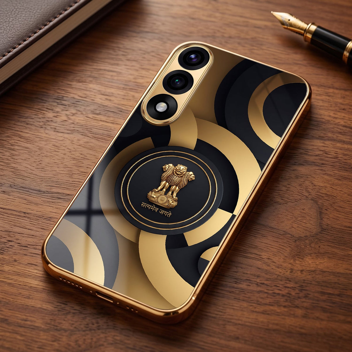 Oneplus Nord 5 5G Royal Emblem Gold Electroplated Glass Phone Back Case