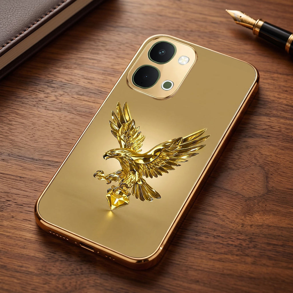 Vivo Y51 Pro 5G Golden Eagle Gold Electroplated Glass Phone Back Case