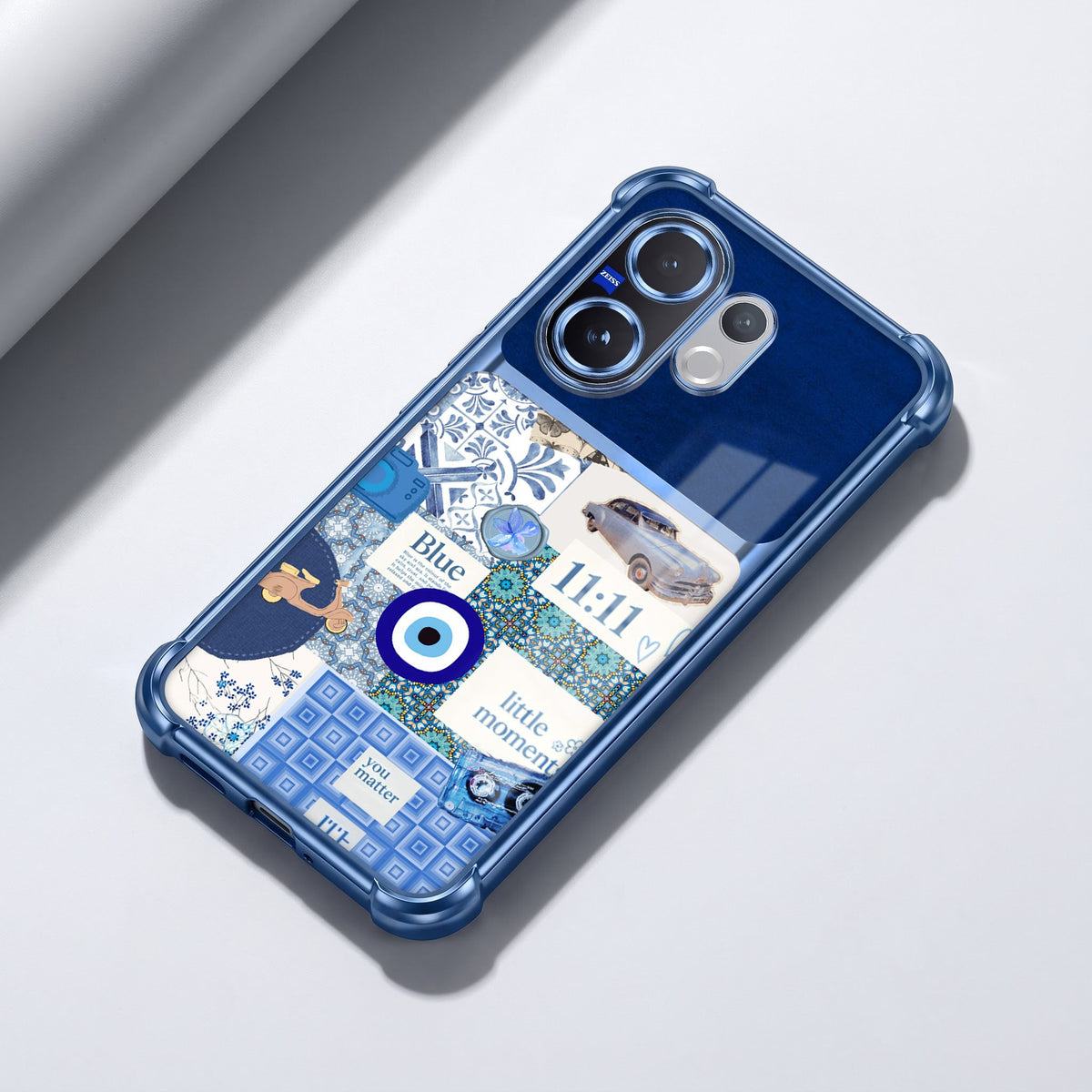Vivo V60 5G 11:11 Lucky Vibes Dual-Tone Transparent Blue Airbags Case