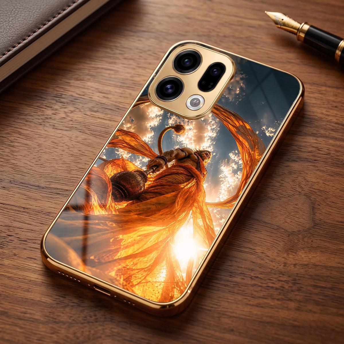 Oppo Find X9 5G Divine Hanuman Gold Electroplated Glass Phone Back Case