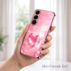 Samsung Galaxy A56 5G Luxury 3D Jelly Heart Pink Electroplated Glass Phone Back Case