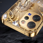 Vivo V70 5G Luxury Horse Texture Gold Electroplated Glass Phone Back Case