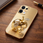 Oppo Reno 13 5G Golden Apple Gold Electroplated Glass Phone Back Case