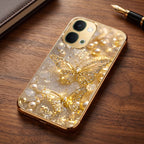 Vivo Y51 Pro 5G Golden Butterfly Gold Electroplated Glass Phone Back Case