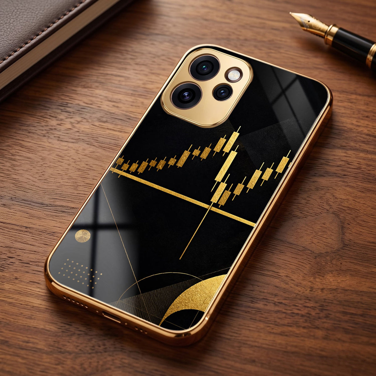 Oppo Reno 15 Mini 5G Trading Candles Gold Electroplated Glass Case