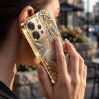 Vivo V70 5G Luxury Horse Texture Gold Electroplated Glass Phone Back Case