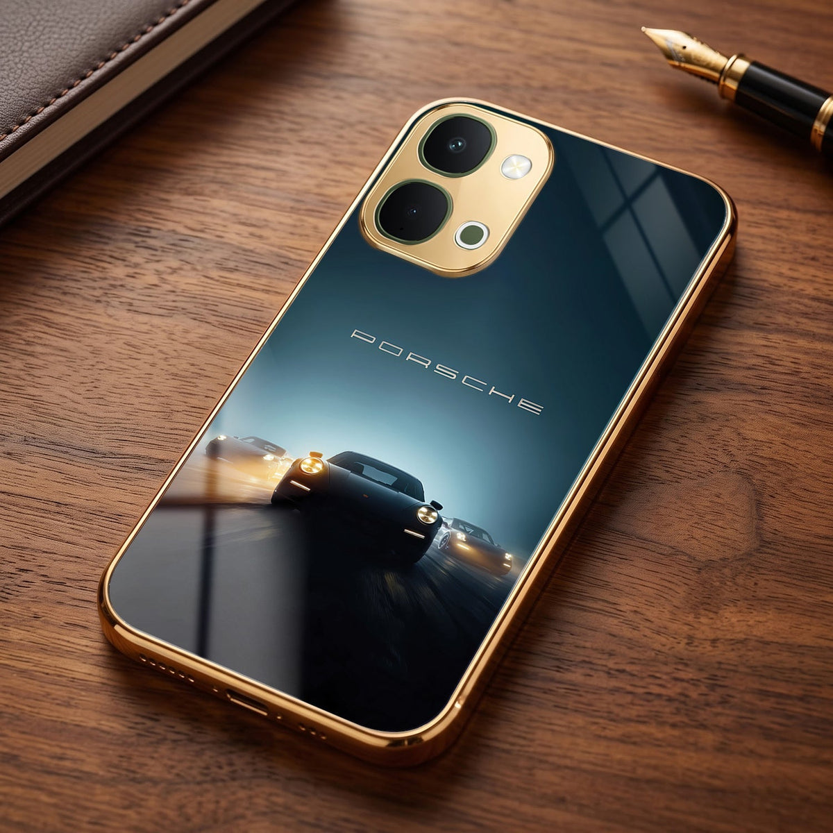 Vivo Y51 Pro 5G Porsche Luxury Gold Electroplated Glass Phone Back Case