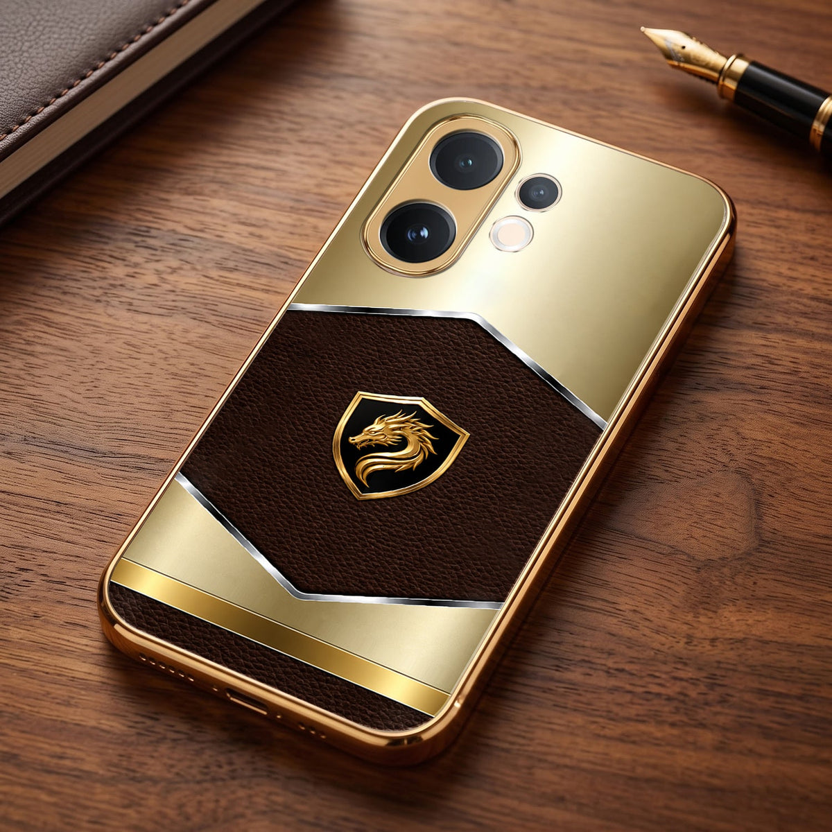 Vivo V60e 5G Dragon Crest Gold Electroplated Glass Phone Back Case
