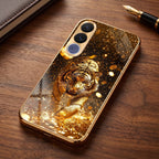 Vivo V70 FE 5G Luxury Tiger Gold Electroplated Glass Phone Back Case