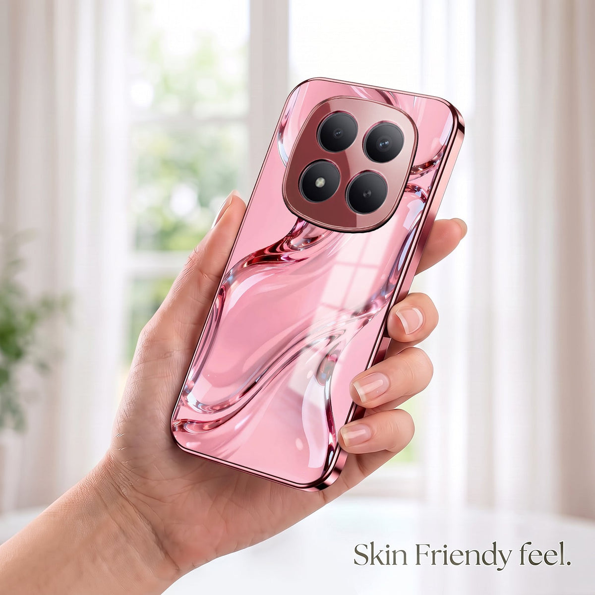 Redmi Note 15 Pro+ 5G Crystal Wave Energy Pink Electroplated Glass Phone Back Case