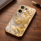 Vivo V60e 5G Golden Butterfly Gold Electroplated Glass Phone Back Case