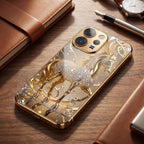 Vivo V70 5G Luxury Horse Texture Gold Electroplated Glass Phone Back Case