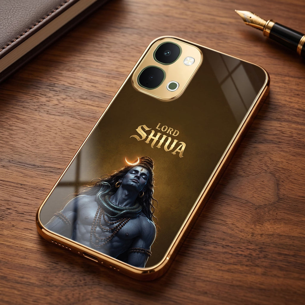 Vivo Y51 Pro 5G Lord Shiva Gold Electroplated Glass Phone Back Case